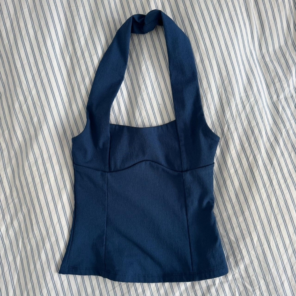 Zara Dark Blue Crop Top